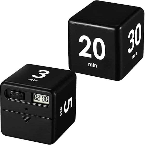 2-delt kube-timer, tyngdekraftssensor, rollover-timer, børnetimer, sportstimer og spilletimer til tidsstyring