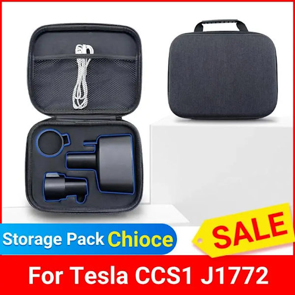 Tesla CCS1 J1772 Laturi Säilytyslaukku Laturi Adapteri Järjestäjä Matkakotelo Sähköauton Lataustarvikkeet