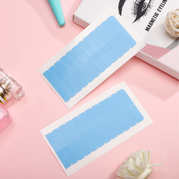 Dobbeltsidig teip for hårforlengelse/parykk 10 ark 240 klistremerker blue