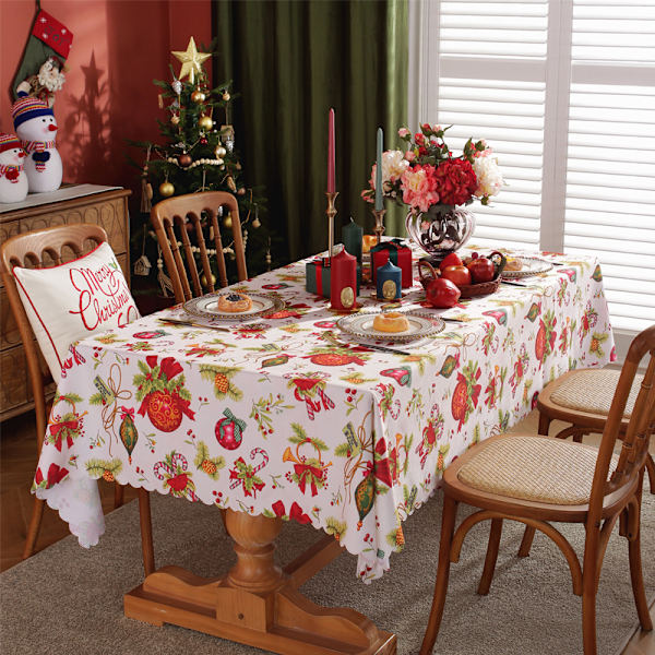 Tredimensjonal Rutete Juleduk Nyttår Helligdag Stue Dekor Polyester Duk Dekke Stoff, Furu Gren, 150 * 180CM