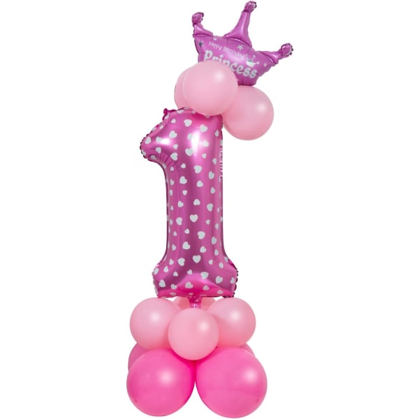 32-tums gigantiska nummerballonger, folie heliumnummerballongdekor för fester, födelsedagar (rosa nummer 1)