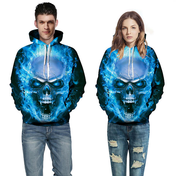 Unisex 3D digitaltryckta printed Hoodie för män kvinnor(M)