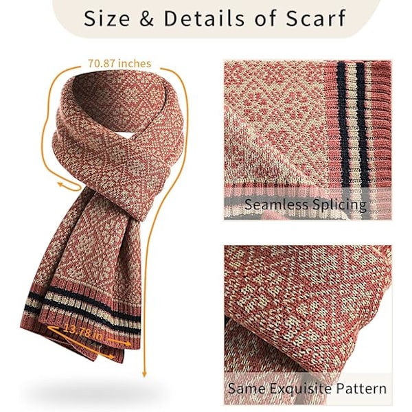 Pekskärmshandskar Set med Pompom Snowflake Print Hat och Scarf för kvinnor