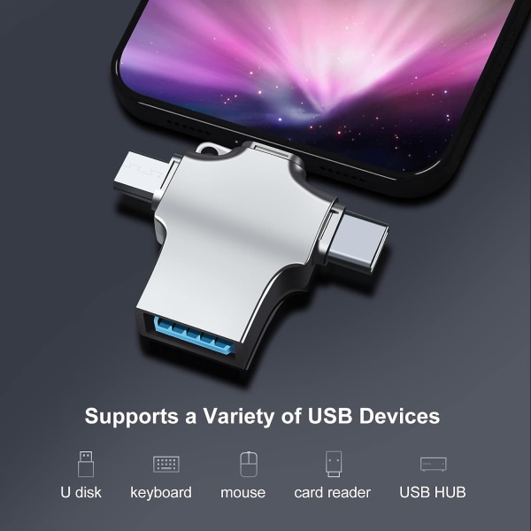 3 i 1 Micro USB/ USB C till USB 3.0-adapter, USB c till USB -adapter, för överföring av mobiltelefon/surfplatta.