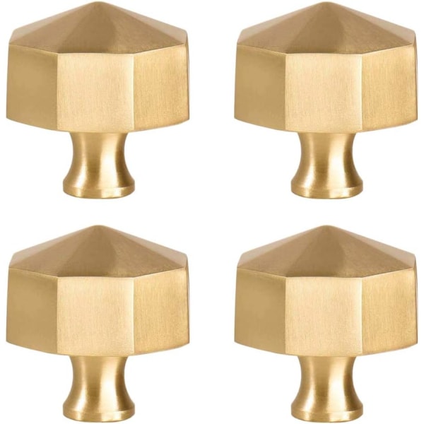 Rejäla mässingsknoppar, vackra borstade guldknoppar för köksskåp, moderna byråer i europeisk stil (4-packs diameter: 1,18" (30 mm))