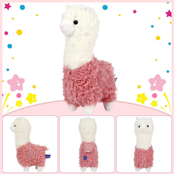 2 delar plysch alpacka leksak 11 tums lama gosedjur Mjuk alpacka gosedjur Rosa lama plysch alpacka gosedjur (vit, rosa)