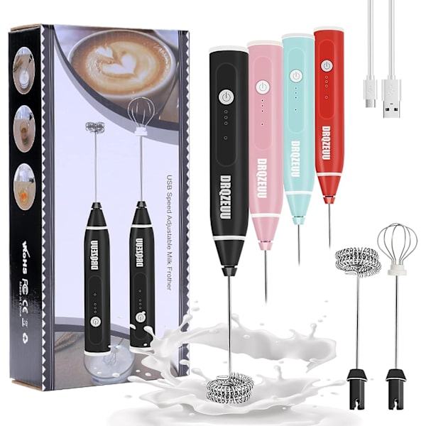 Bærbar Melkeskummer, Mini USB Oppladbar Elektrisk Skummaskin for Cafe Latte, 3 Hastigheter, Mikser for Drikker
