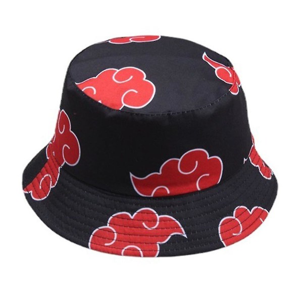 Anime Naruto Akatsuki Rød Sky Spand Hat Unisex Mænd Kvinder Fisker Strand Solhat (sort)