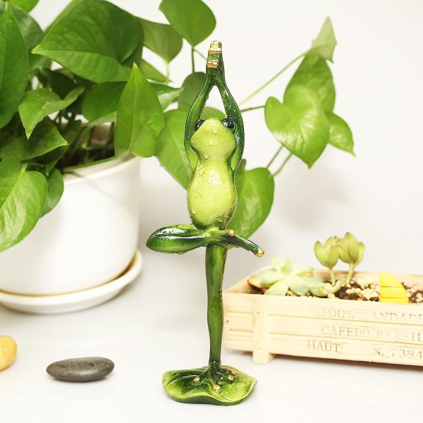 Kreativt hantverk Harts Groda Figur Staty Dekoration, Rolig Personlig Rytm Groda Yoga Grön groda Mascot Ornament Collection Hem Utomhus Kontorsdekoration