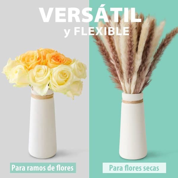 Keramikkvase for pampasgress, hvit vase som moderne boho-dekor til stuer, 25 cm