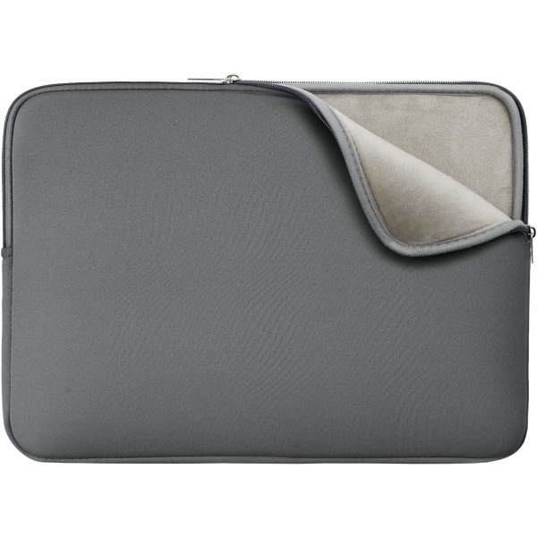 14 tums case Skyddande vadderad laptopväska kompatibel med 13.9-14.1 Notebook Ultrabook Chromebook (grå, uppgraderad version)