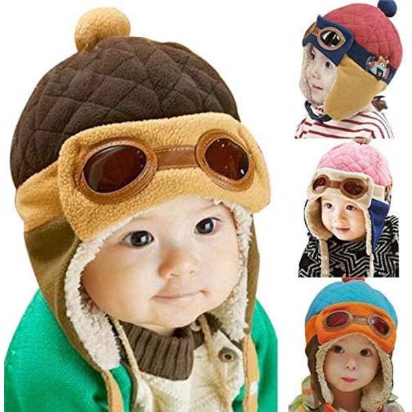 Virkade öronlappar pilotmössor Kaninöron Cap Vintervarma stickade mössor för baby Flickor och pojkar