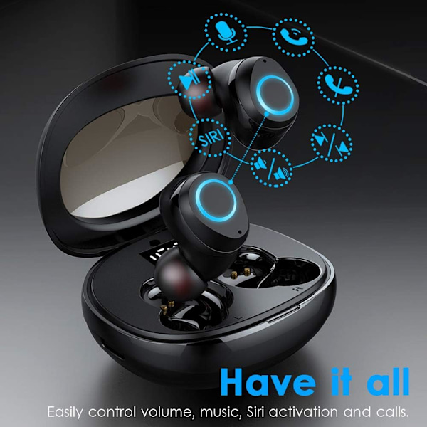 Bluetooth 5.1 -kuulokkeet, 3D Hi-Fi Stereo langattomat kuulokkeet IPX7 vedenpitävät, Bluetooth-kuulokemikrofoni mini-pikalatauskotelolla ja mikrofonilla, superkevyet,