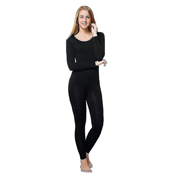 Thermal för kvinnor, mjuk rund hals plus thermal i sammet Set , varmt underställ för vinter XL