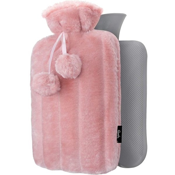 Varmvattenflaska med cover - Soft Premium Fluffy Cover - Stor varmvattenflaska med cover med pumpar - Varmvattenflaska för barn