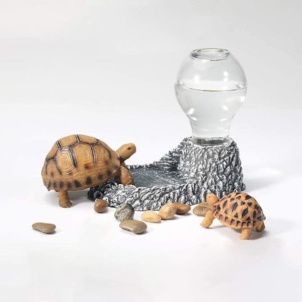 Reptilvattenautomat, Reptilmatskål, Reptilvattenmatare, Resin Rock Reptil, Reptilvattenflaska för reptil, hamster, sköldpadda, ödla