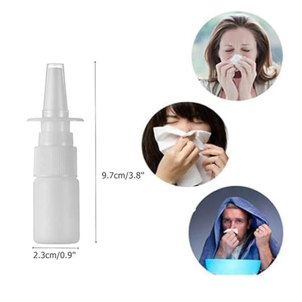 15-pack tomma plastpåfyllningsbara nässprayflaskor Findimmsprutor Atomizers Sminkvattenbehållare, 10 ml/0,34 oz