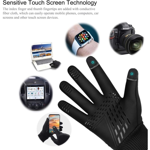 Cykelhandsker, Vinter Varme Touch Screen Sportshandsker, Løbehandsker, Vandtætte og Skridsikre Ideelle til Cykel Motorcykel Ski Snowboarding，L