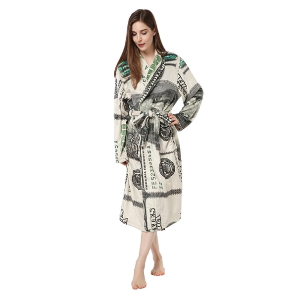 Dame Morgenkåber Blød Varm Flanel Badekåber Dame Pyjamas Pyjamas Hjemmetøj Pyjamas(M)
