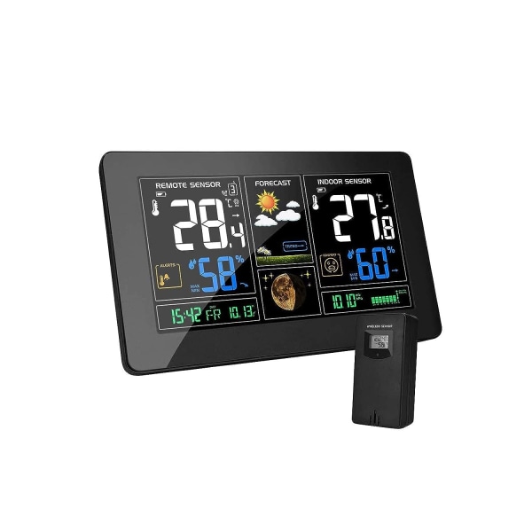 Radiotermometer Hygrometer Barometer Digital inomhus utomhusmåne Fas 9 i 1 väderstation Visar vädertemperaturprognos