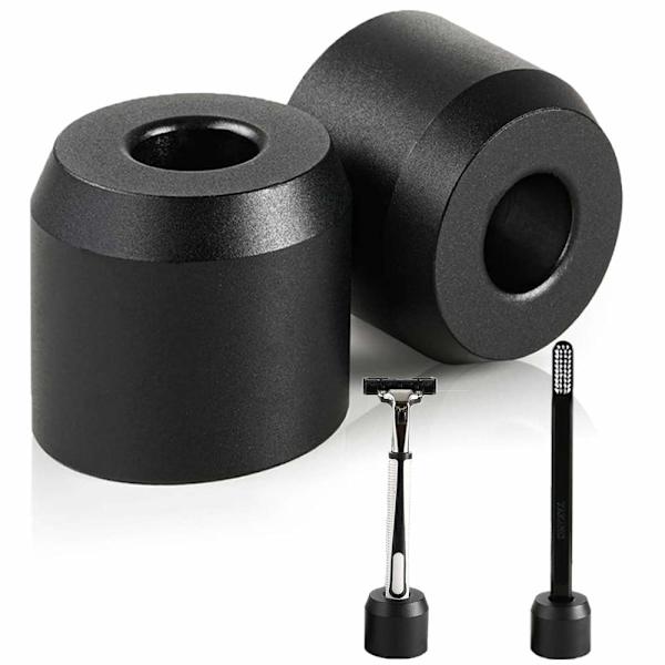2st rakhyvelhållare för män, Caudblor Premium aluminiumlegering mattsvart Retro dubbelkantad rakhyvelhållare för män kvinnor, enkel liten lång Ha