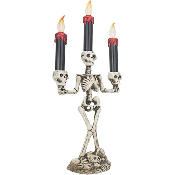 Kolminkertaiset LED Halloween-kynttilät liekittömät ja luurankoteline