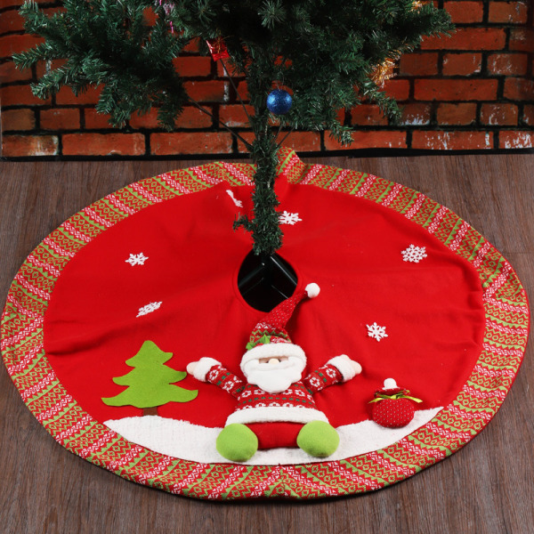Christmas Tree Kjol Cover Förkläde Wrap - Tomte och snögubbe dekoration (B)
