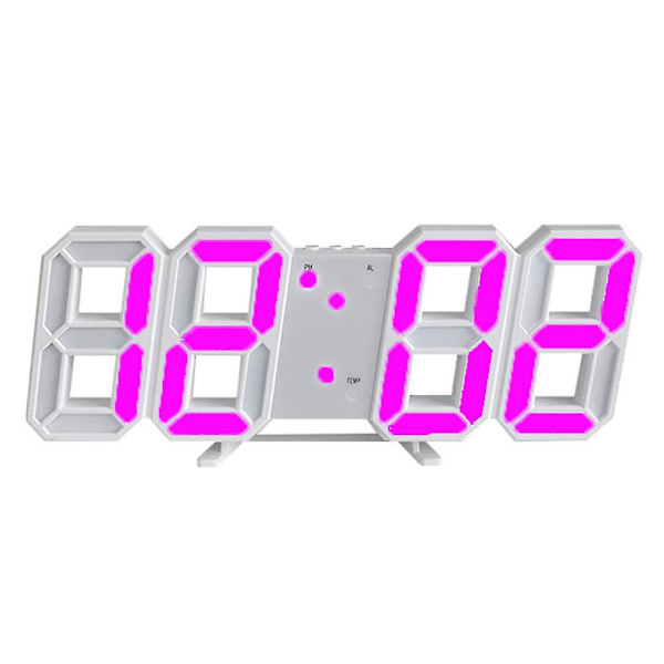 Intelligent 3d digital klocka väckarklocka Pink
