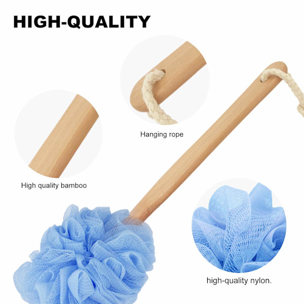 Luffa stick, luffa ryggskrubb för dusch, badsvamp med