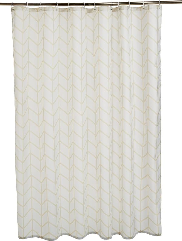 Tryckt duschdraperi i tyg 180 x 180 cm Chevrons Beige