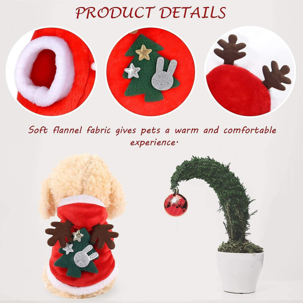 Kat Hund Julekostume Polyester Elg Julekæledyrskostume Sødt Hundejuletøj Kæledyrsjuletøj (S)