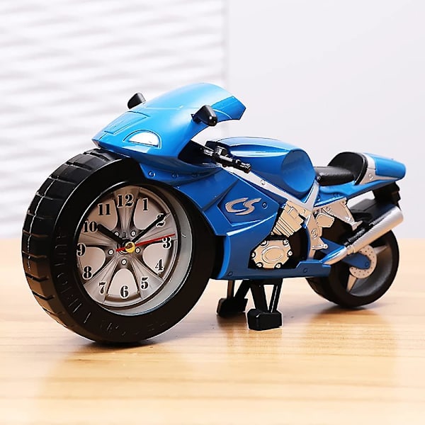 Retro Vekkerklokke, Plast Vekkerklokke, Tegneserie Vekkerklokke Kreativ Vekkerklokke, Motorsykkel blå