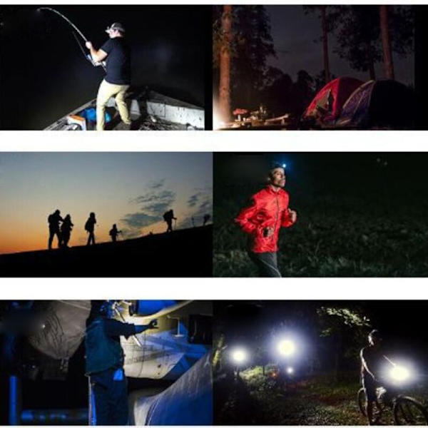 6 stk. Mini Hodelykter Bærbare COB LED Hodelykter Vanntett Hodelykt med 3 Brytermoduser