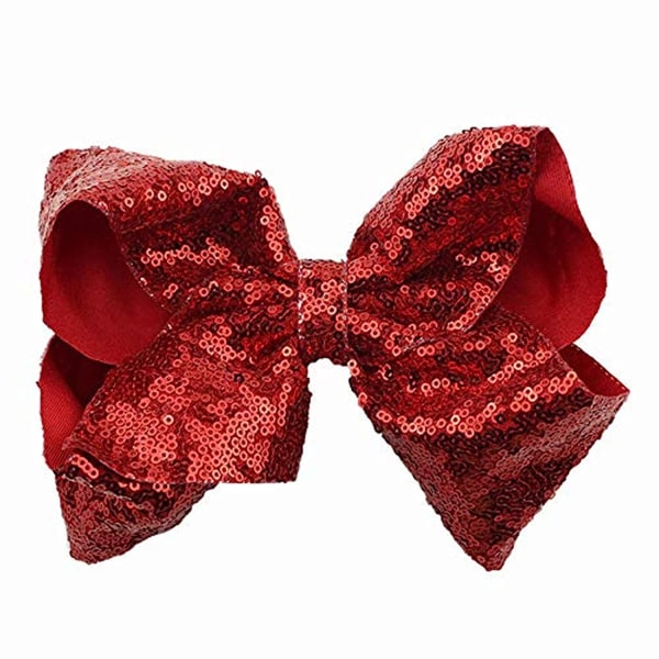 2 extra stora hårklämmor med paljettbåge Cheerleading Performance-hårklämmor för barn 20 cm