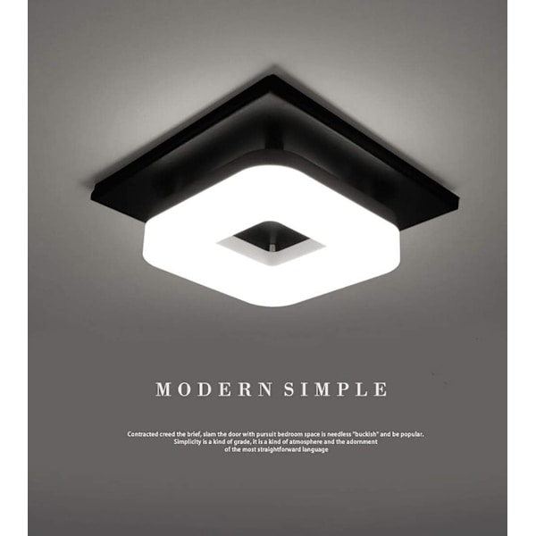 12W LED Loftlampe, Nem at Installere Hvidt Lys Moderne Sort Firkantet Overflademonteret Lys Lampe