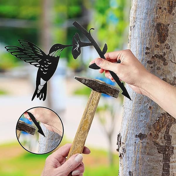 Stål Kolibri - Rustik Havepynt - Metal Fugle - Havepynt (1)