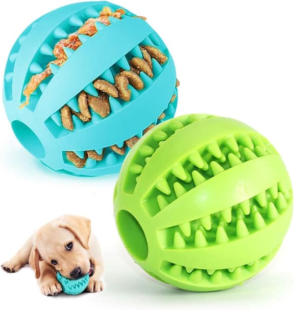 2 Hundelegetøjsbolde, Gummi Tyggebolde til Hunde Renser Tænder Giftfri Bid