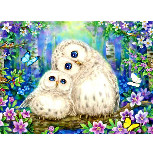 DIY Vuxen Owl Diamond Painting Kit, Animal Diamond Art Full Round Diamond Diamond painting Målningstillbehör, Handdekorerad Korsstygn Canvas (12x16 tum)