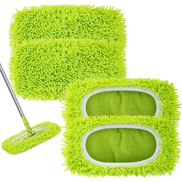 Återanvändbara torra moppdukar av mikrofiber för våtmoppar Kompatibel med Swiffer Sweeper Mop Ersättningsmoppar för rengöring av golv med hård träyta 4 Pack