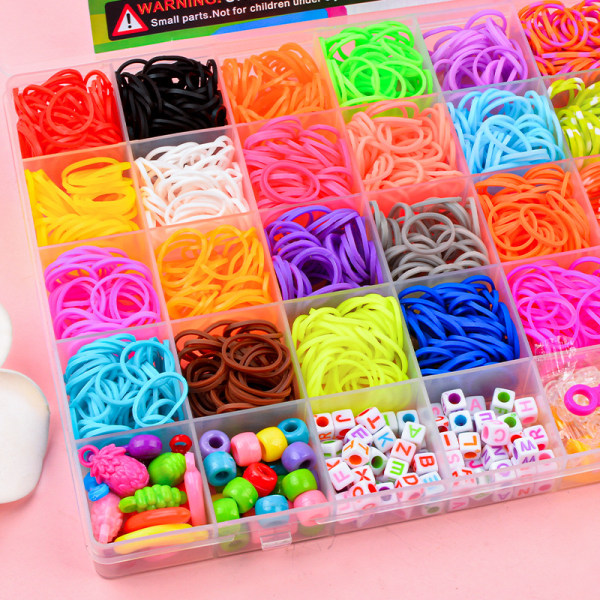 40 rutnät regnbåge hand flätare DIY färg gummiband barns pedagogiska leksak vävt armband