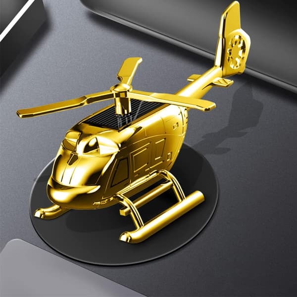 Luftfrisker, Solar Roterende Bil Luftfrisker Dekoration, Helikopterform, Solid Aromaterapi Dekoration til Bil og Hjem (Guld)