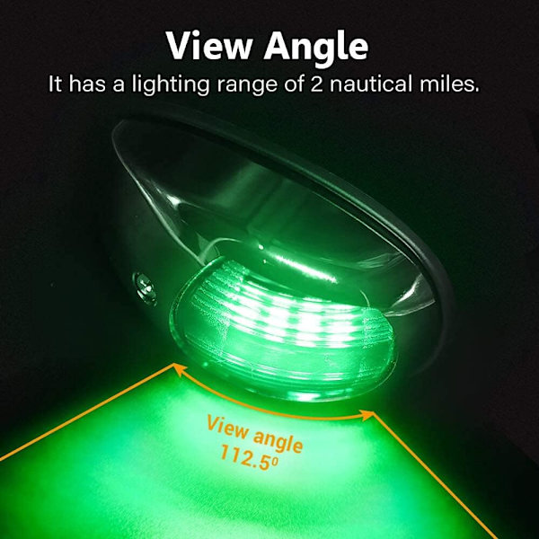 2 STK LED Bådnavigationslys, Bådbovlys, Marine Bådnavigationslampe. Perfekt til Ponton, Skeeter, Power Boat og Skiff (Elektropletteret sølv