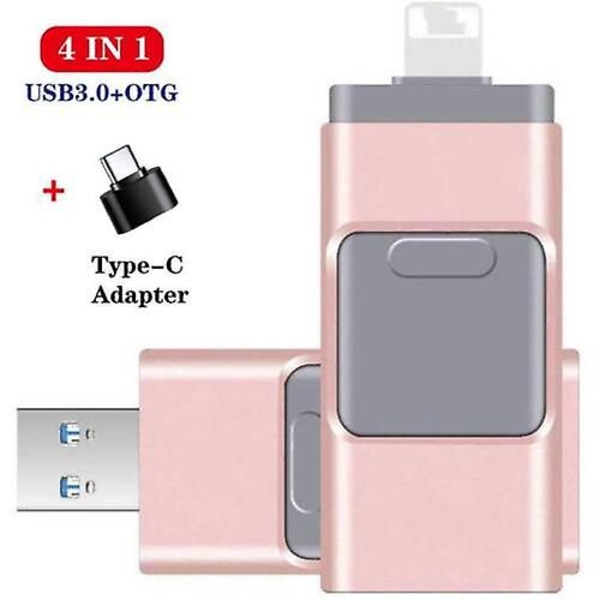 4 In1 USB I Flash Drive Disklagring Memory Stick För Iphone Ipad Pc Ios Android golden 256G