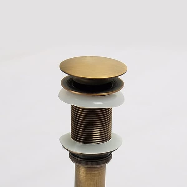Slotted servantkran Push Pop-Up Click Clack Maker Stopper Uten Overløp Laget (Antikk Messing)