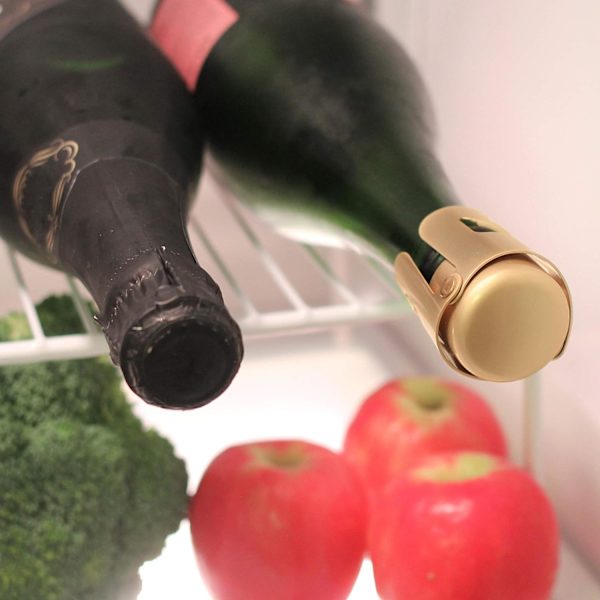 Guld champagnepropp, designad i Frankrike, tätningsmedel för cava, prosecco, mousserande vinflaskor, guldpläterad, ingen skarp kant, enkel design, inga läckor, nej