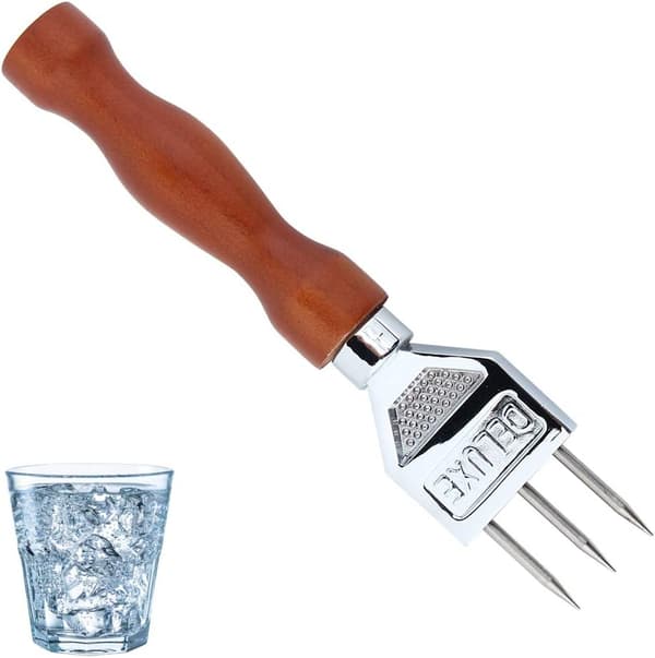 Ice Chisel Pick Rostfritt stål Ice Chisel med Trähandtag Borttagning Pick Chipper Ice Crusher Köksredskap Ice Barware Bartender Tool Bar Acce