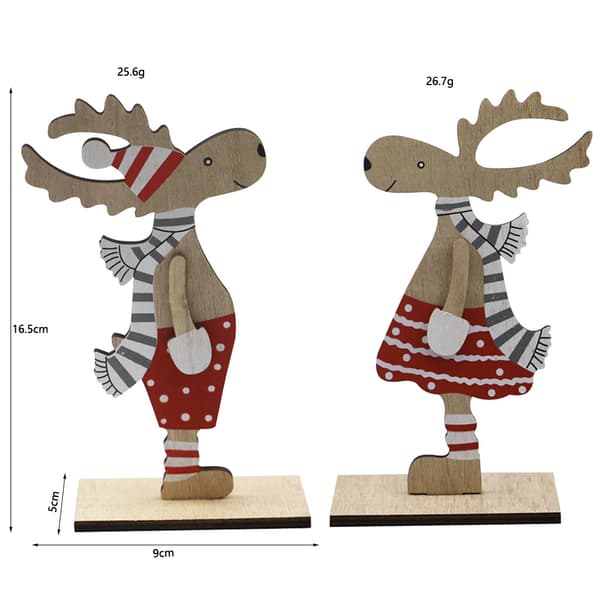2 stycken juldekoration trä målad älg jul DIY prydnad