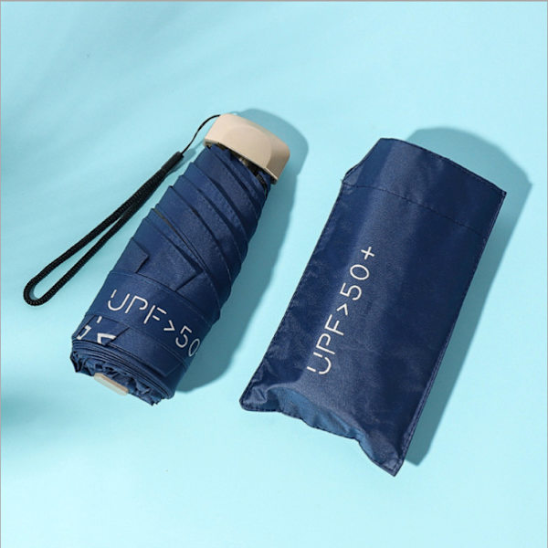 Mini paraply med UV-beskyttelse, UV-beskyttelse og lommer - marineblå