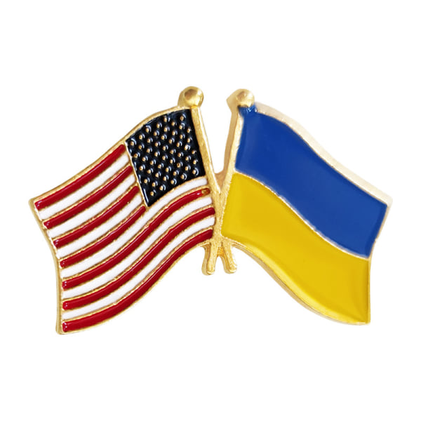 3 stycken Ukraina Land Flaggan Nål Lapel Pin Brosch Badge För Unisex Kvinnor Män (USA - Ukraina)