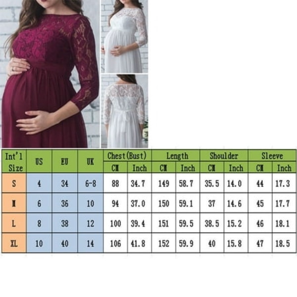 Mode gravida kvinnors spets Gravidklänning Maxiklänning Fotografi Fotokläder